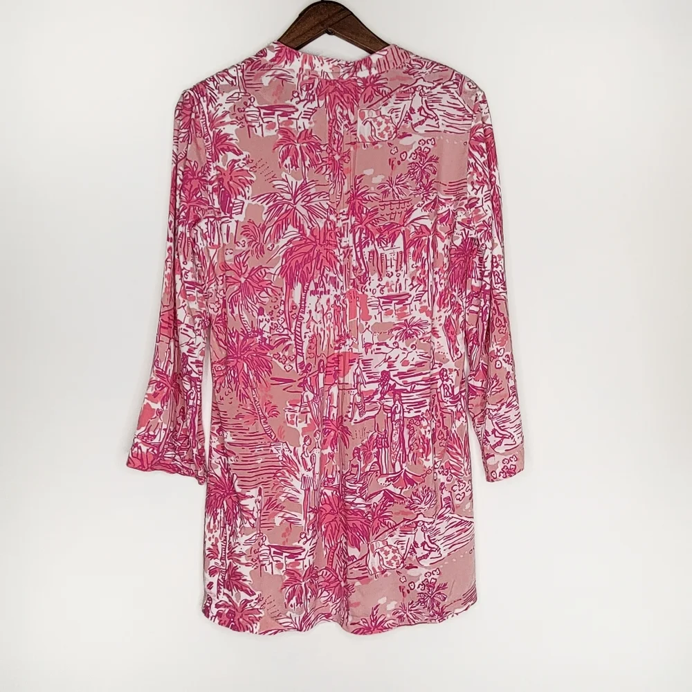 Lilly Pulitzer | Daylen Tunic Top Blouse Coastal Pink Print Small - Picture 6 of 8